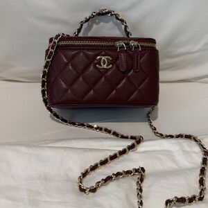 Dark Burgundy Leather Vanity Crossbody Bag